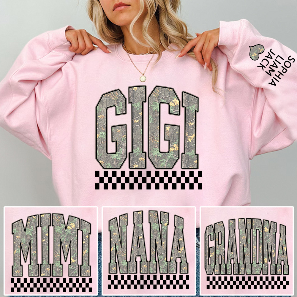 Personalized Gigi Sweatshirt, Modern Block Letter Grandma Crewneck