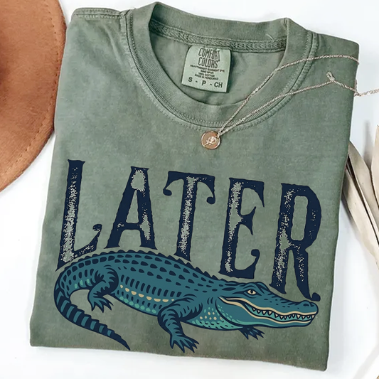 Later Gator Comfort Colors Shirt, Funny Alligator Tee, Vintage Southern Graphic T-Shirt, Florida Wildlife Gift