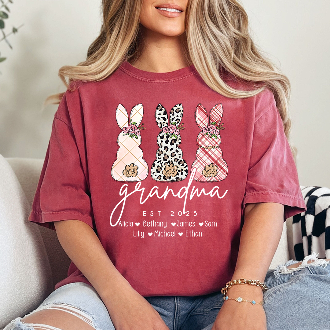 Grandma Easter Bunny Shirt Personalized with Names, Custom Family Bunny Tee