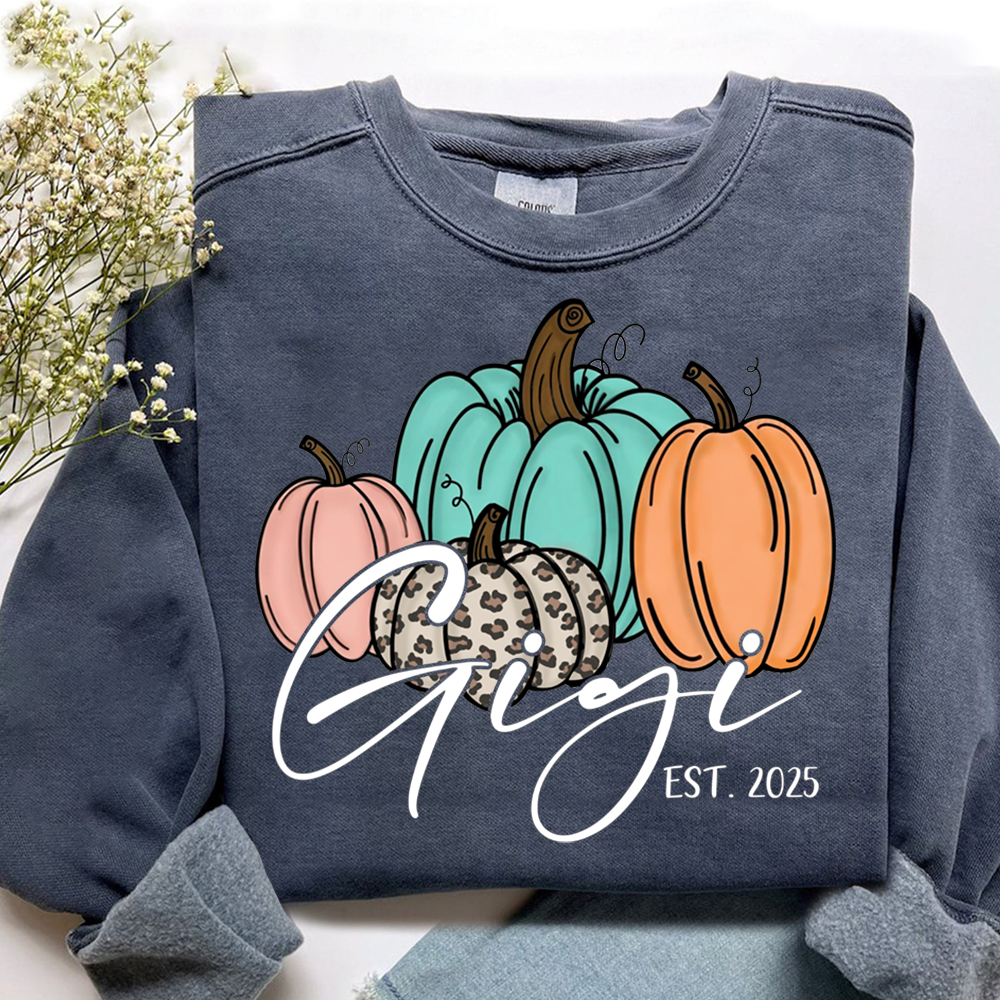 Personalized Gigi Pumkins Sweatshirt, Gifts for Grandma and Grandchild