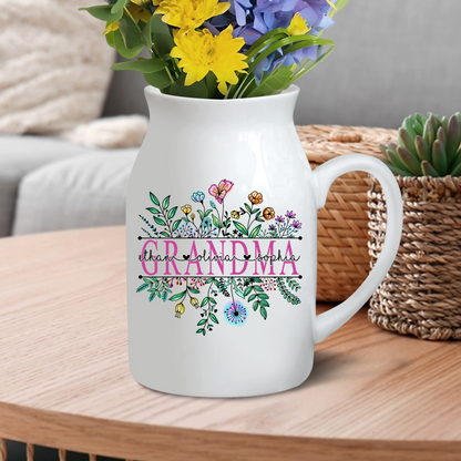 Flowers For Grandma And Kids - Custom Home Decoration Flower Vase According To Family Requirements - Warm Gift For Mother's Day, Ceramic Flower Vase