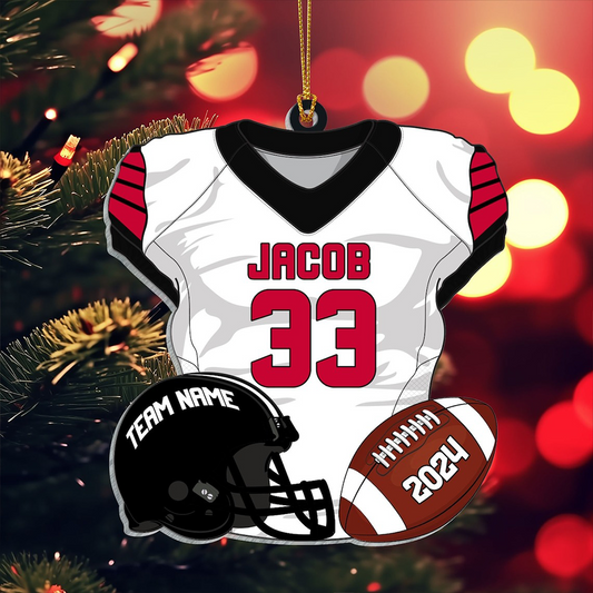 Personalized Football Jersey Acrylic Ornament 2025, Custom Name, Number & Team Christmas Tree Decoration Gift