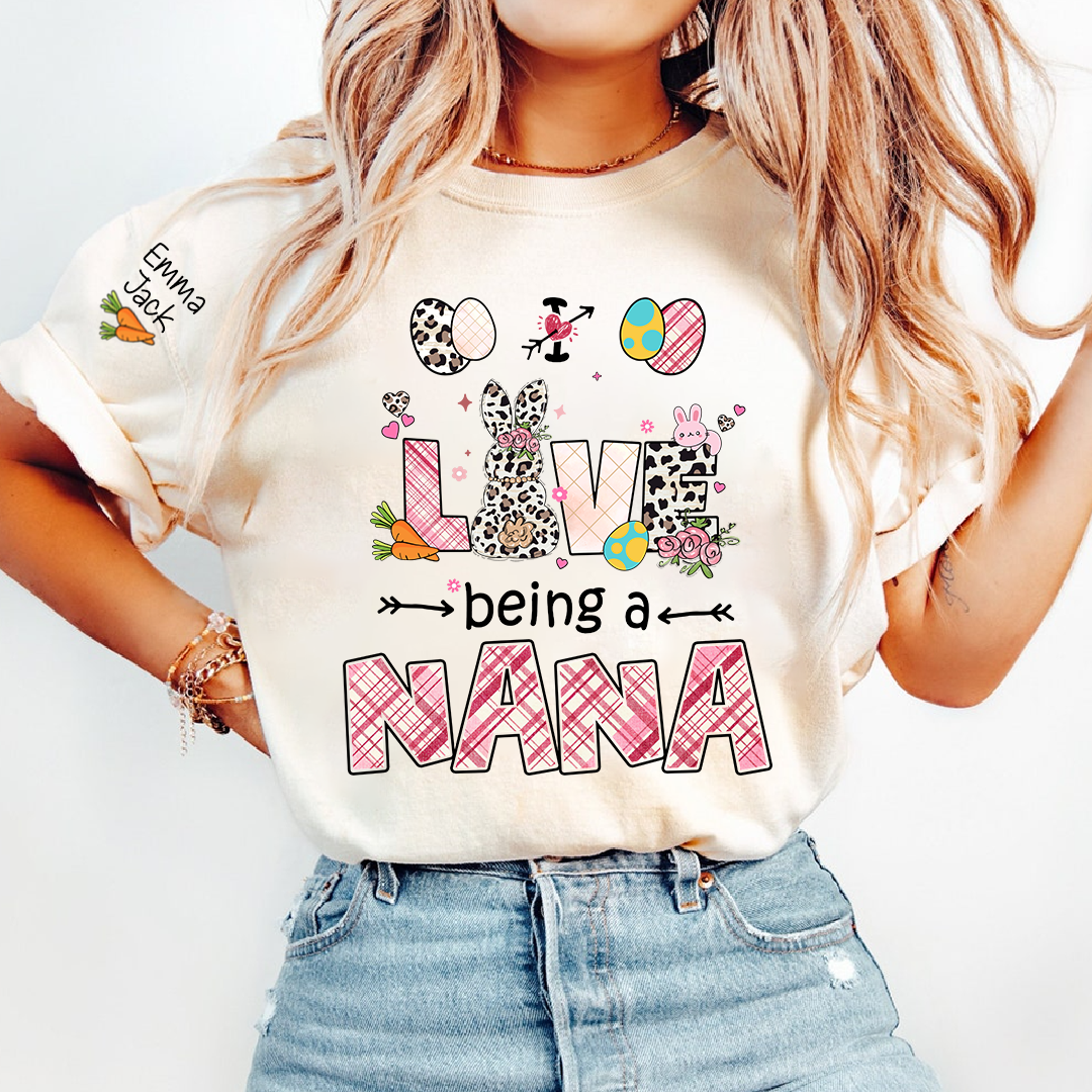 Easter Nana Shirt Love Being a Nana, Cute Bunny Spring Family Tee