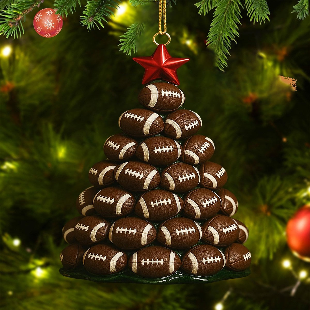 Football Tree Ornament 2025 – Unique Christmas Tree Decoration Gift for Football Players, Coaches & Sports Fans
