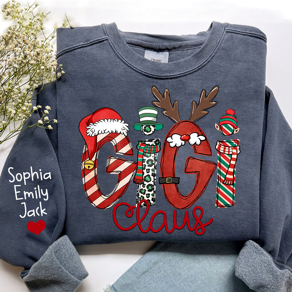 Custom Christmas Gigi Claus Sweatshirt, Gift For Gigi Claus And Kids 2025