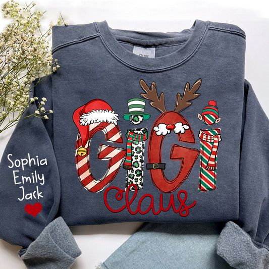 Custom Christmas Gigi Claus Sweatshirt, Gift For Gigi Claus And Kids 2025