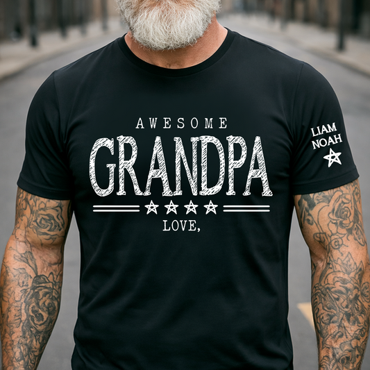 Awesome Grandpa Shirt, Custom T-Shirt with Grandkids' Names, Perfect Gift for Grandpa