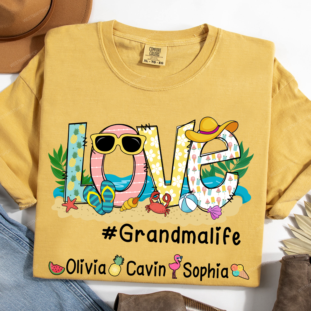 Comfort Colors® Love Grandma Life Beach T-Shirt, Gift For Grandma T-Shirt