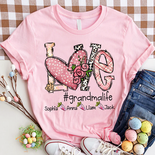 Love Heart Grandma Life Rainbow Easter Egg Bunny And Kids Carrot LTP01