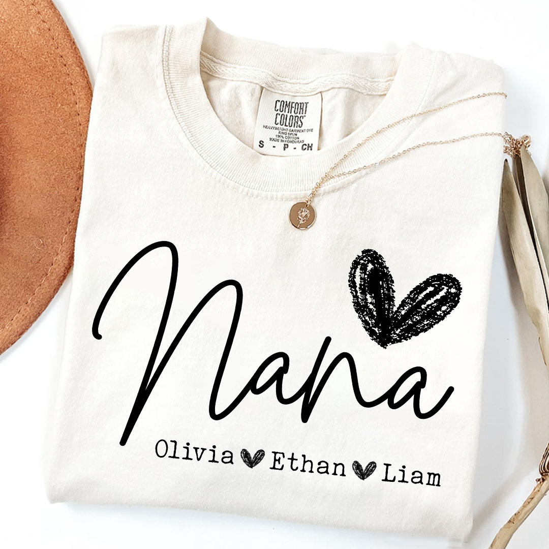 Comfort Colors Personalized Nana Shirt, Custom Grandma T Shirt with Grandkids Names, Unique Gift for Nana, Perfect for Mother's Day, Birthday
