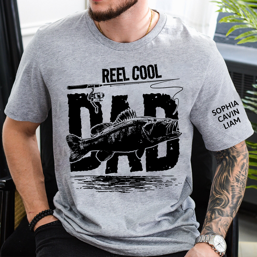 Reel Cool Papa Tee Fishing Lover Shirt Bass Fish Design Gift for Grandpa