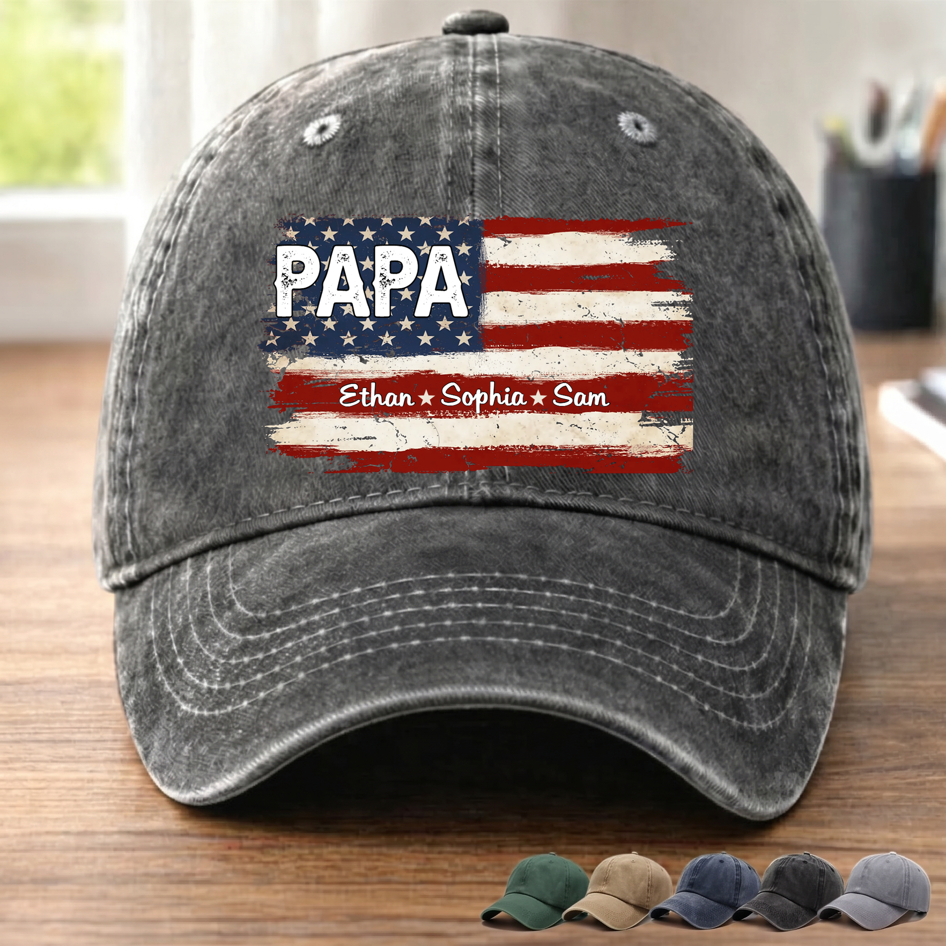 Personalized Papa Ands Grandkids Flag American
