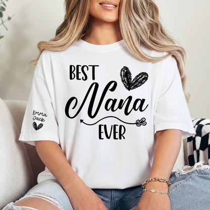 Best Nana Ever Shirt – Personalized Nana T-Shirt with Custom Names and Heart Design
