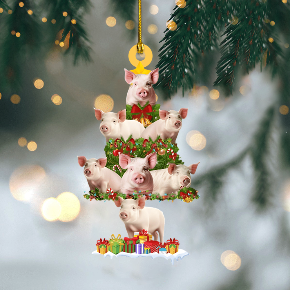 Personalized Cute Pig Christmas Tree Ornament 2025 – Farm Animal Holiday Decoration with Adorable Piglets Ornament