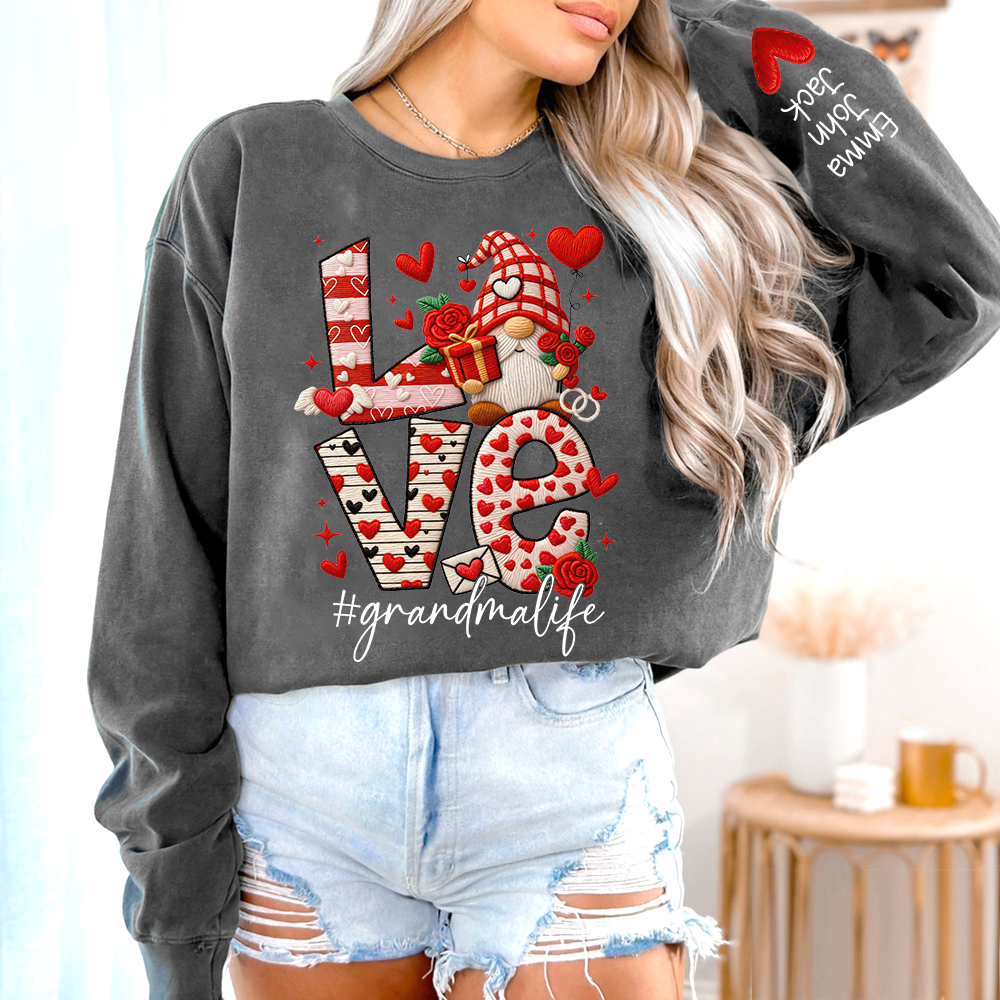 Love Grandma Sweatshirt, Grandmalife Heart Design For Gift Grandma And Kids