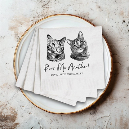 Custom Pet Cocktail Napkins, Dog Wedding Napkins, Custom Pet Cocktail Napkins, Customized Pet Napkins, Custom Pet Portrait Wedding Napkins