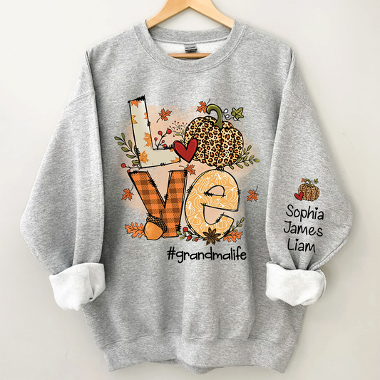 Personalized Grandma Life Fall Autumn, Love Pumpkin Autumn Sweatshirt, Grandma Gift TH