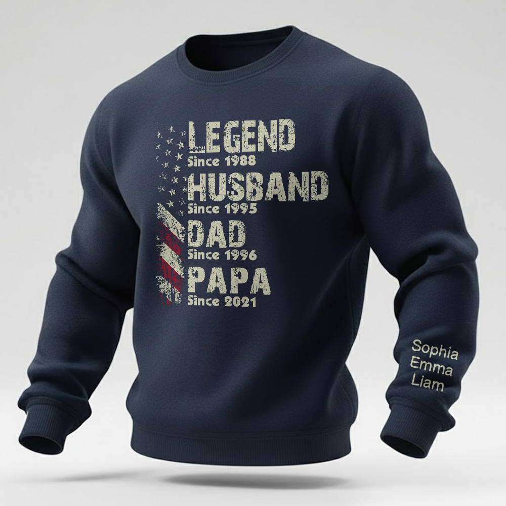 Personalized Papa Sweatshirt Legend Husband Dad Papa Since with Custom Years and Names