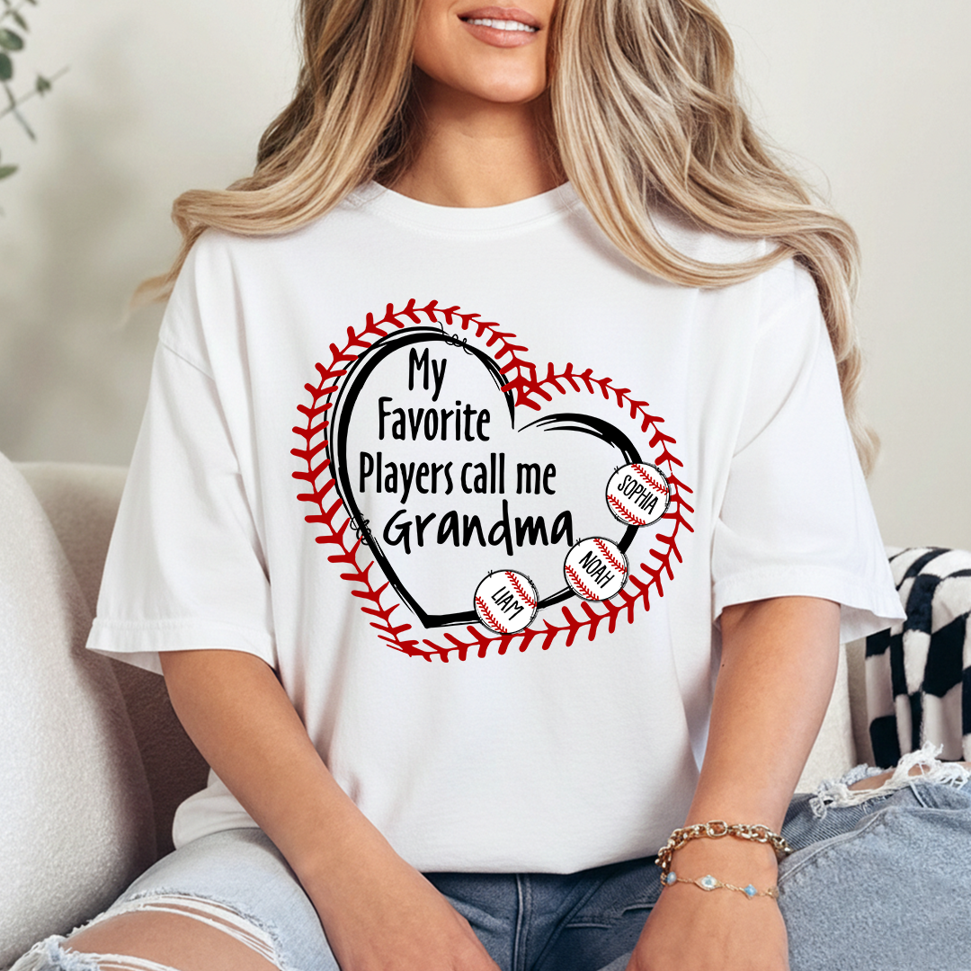 Baseball Mimi T-Shirt My Favorite Players Call Me Design with Custom Names