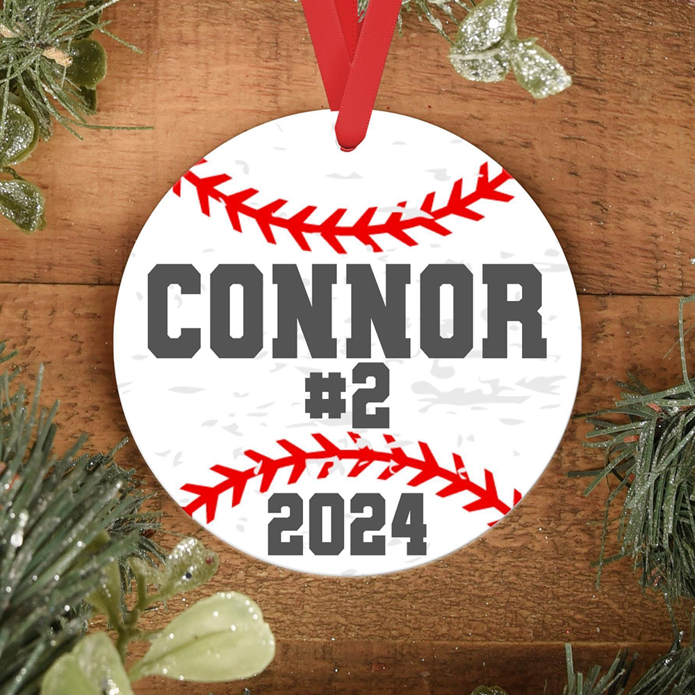 Baseball Christmas Acrylic Ornament, Personalized Name, Year & Photo Sports Decoration 2025