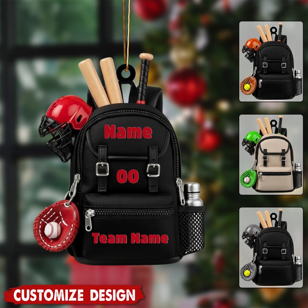 Personalized Baseball Backpack Ornament 2025 – Custom Name, Number & Team Christmas Gift for Players & Sports Fans Ornament
