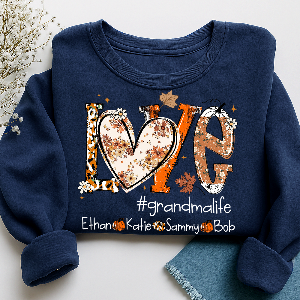Custom Love Fall, Personalized Halloween for Grandma And Grandkids