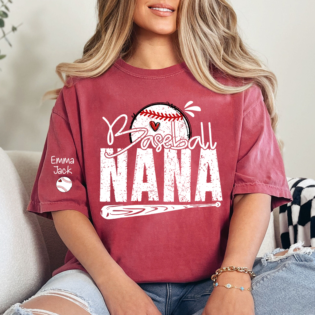 Baseball Nana Shirt Personalized with Kids Names, Game Day Sports T Shirt for Proud Grandma