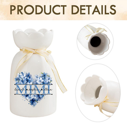 Personalized Flower Vase for Mimi, Custom Floral Heart Design with Kids' Names, Great Gift for Mimi, Mother's Day, Birthday