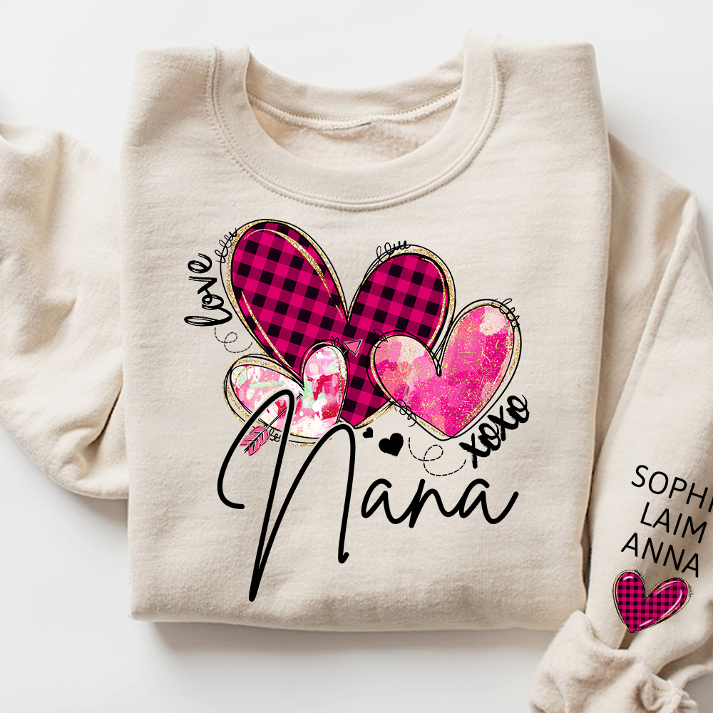 Customized Valentine Pink Xoxo Valentine Design, Personalized Nana with Kids Name