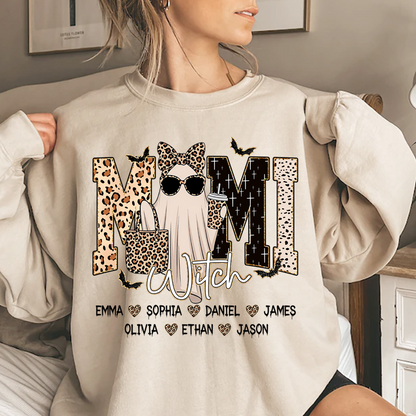 Custom Ghost Sweatshirt for Grandma, Halloween Witch Mimi Boo 2025