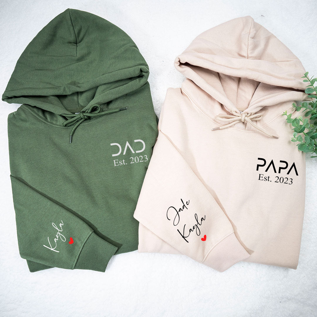 Personalised Papa And Kids Est Years Hoodie