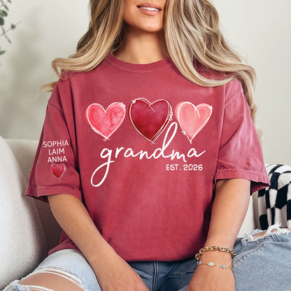 Custom Grandma Valentine T-shirt, Heart Valentine Gifts For Grandma And Kids