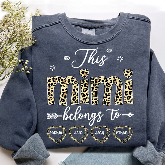 Personalized This Mimi Belongs To Sweatshirt, Custom Leopard Print Names