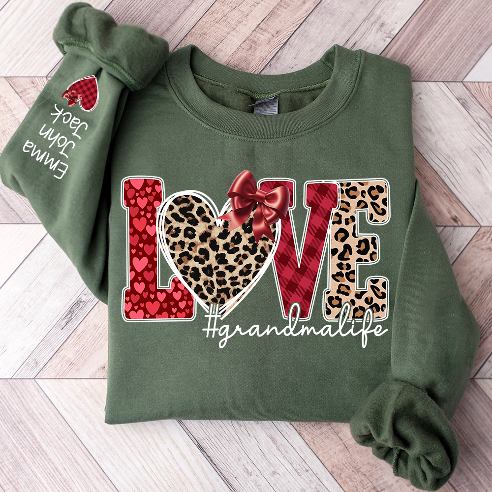 Valentine Love Grandma Life Personalized Sweatshirt With Name, Gift For Grandma And Grandchildren