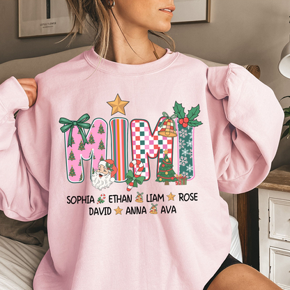 Christmas Grandma Sweatshirt with Custom Kids’ Names, Cozy Holiday Gift