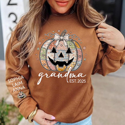 Personalized Floral Pumpkin Mimi Gifts, Floral Patchwork Mimi, Gifts for Grandma and Kids