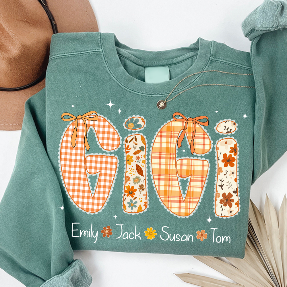 Custom Grandma Name, Preppy Floral Fall Mimi Bundle For Gift Mimi And Kids