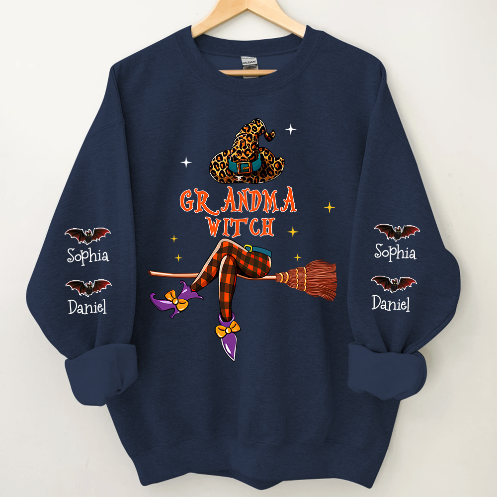 Grandma Witch Halloween Sweatshirt, Custom Grandma & Kids, Grandma Gift Halloween TH