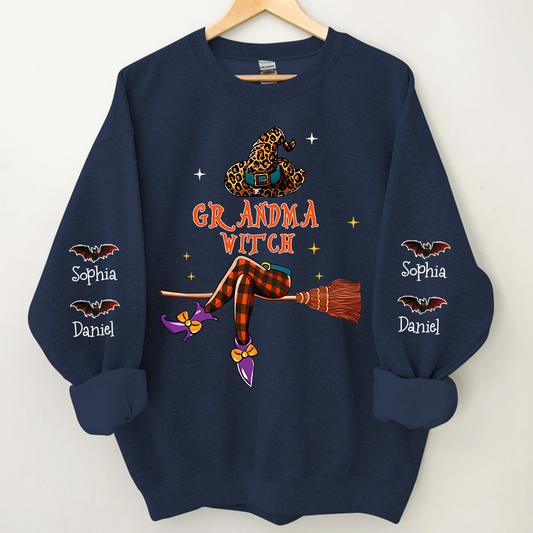 Grandma Witch Halloween Sweatshirt, Custom Grandma & Kids, Grandma Gift Halloween TH
