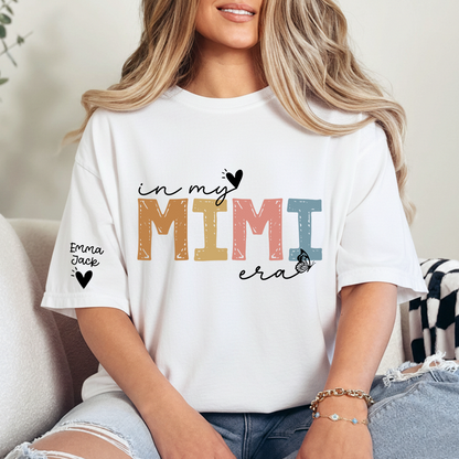 Cute Mimi Grandma T-Shirt, In My Mimi Era Stylish Pastel Graphic Tee For Gift Grandma and Kids