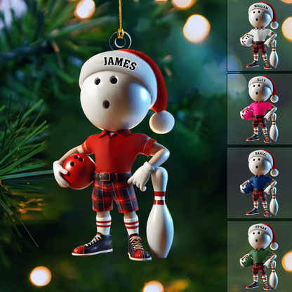 Personalized Bowling Player Ornament – Custom Name & Color Christmas Gift for Bowlers 2025 Ornament