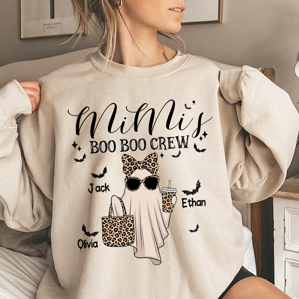Mimi's Boo Crew Halloween Sweatshirt, Personalized Ghost Family Shirt for Grandma And Kids