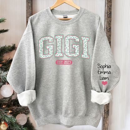 Personalized Gigi Est Leopard With Kids Christmas Sweatshirt