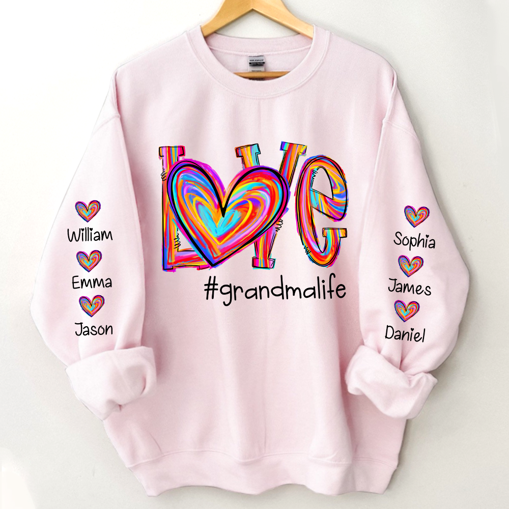 Love Color Grandma Life With Kids, Gift For Grandma TH Sweatshirt