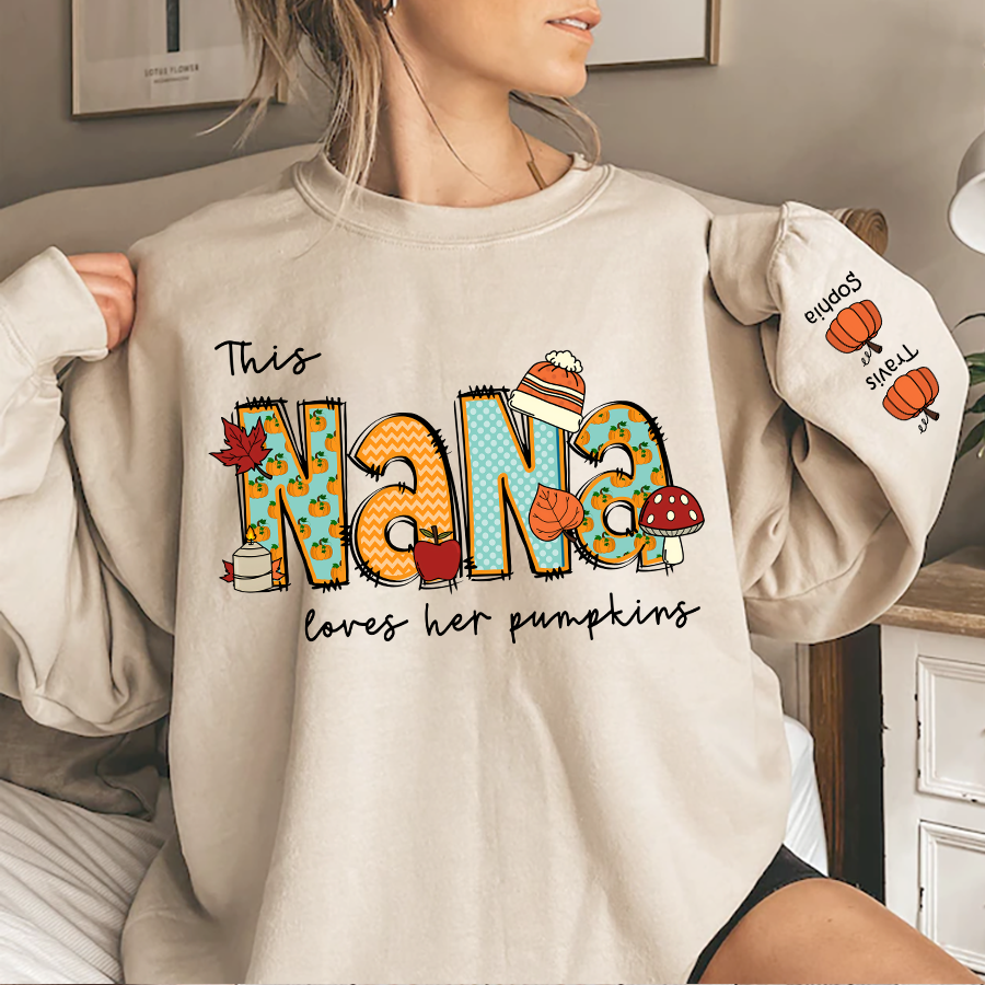 Personalized Nana Autumn Sweatshirt, This Nana Loves Her Pumpkins, Grandma Gift TH