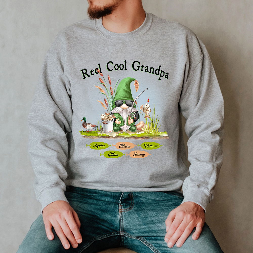 Grandpa Gnome Fishing And Kids Sweatshirt