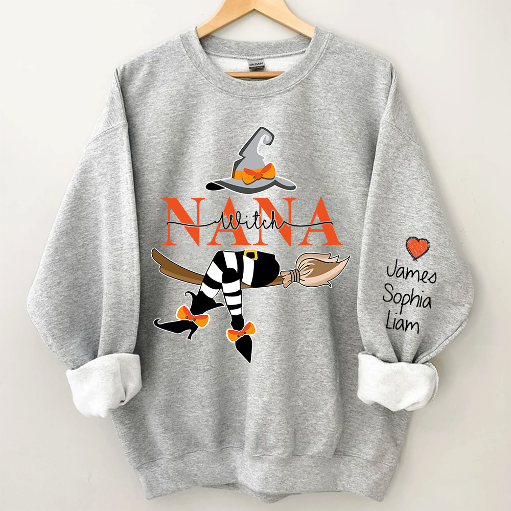 Personalized Nana Witch Halloween Sweatshirt, Halloween Gift, Grandma Gift TH