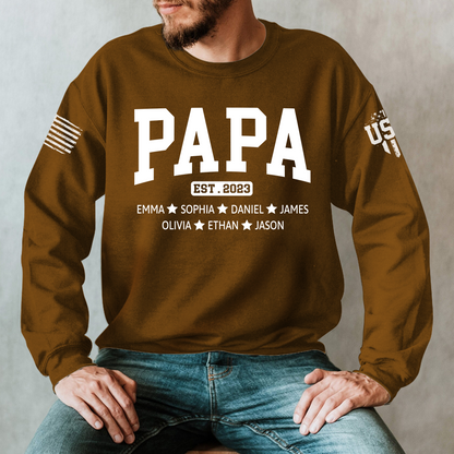 Custom Grandpa Est With Kids, Father's Day Gift Sweatshirt