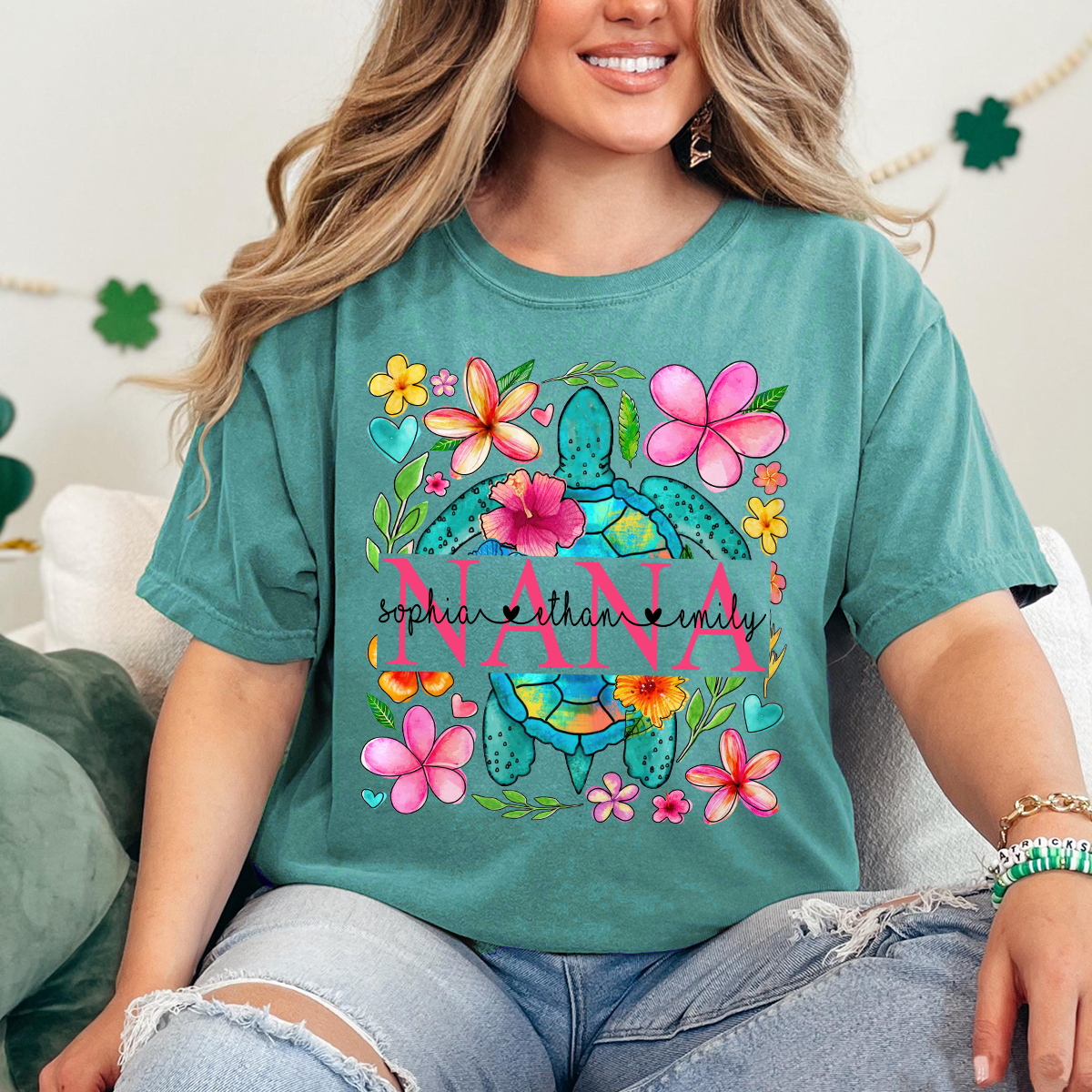 Comfort Colors® Nana Turtle Summer Flower And Grandkids 2025 Shirt