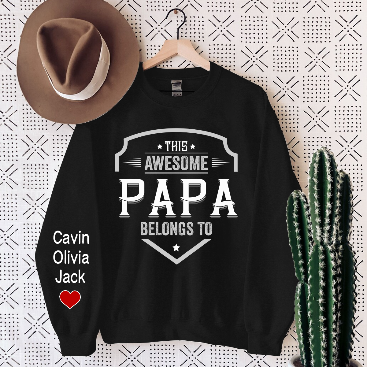 This Awesome Papa Belongs To, Custom Papa And Kids, Papa Gift Sweatshirt